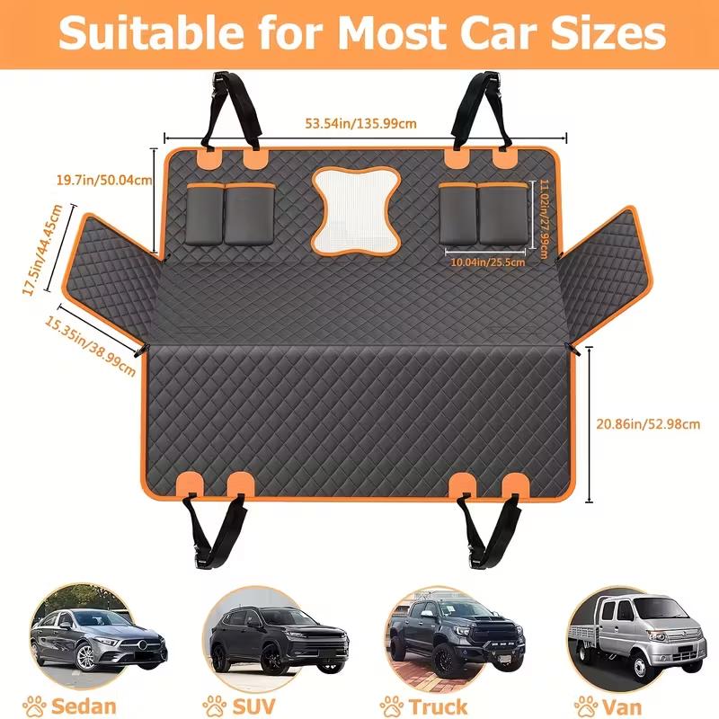 Waterproof Pet Car Seat Cover with Hanging Bag - Durable Polyester, Anti-Dirty Rear Cushion for Dogs and Cats