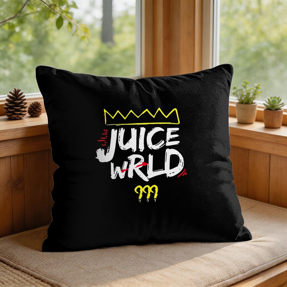 JJuice WrldS Rap Cool Cushion Cover Square Short Plush Pillow Case Living Room Sofa Home Decor Funda X