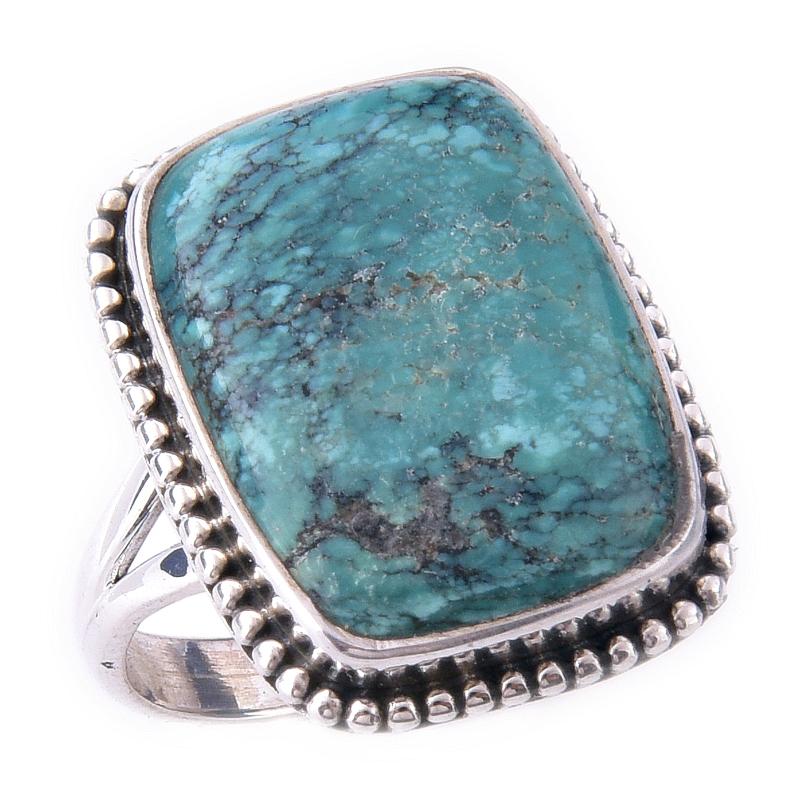 Natural Tibetan Turquoise Gemstone Handmade 925 Sterling Silver Ring Size 7 J5v80