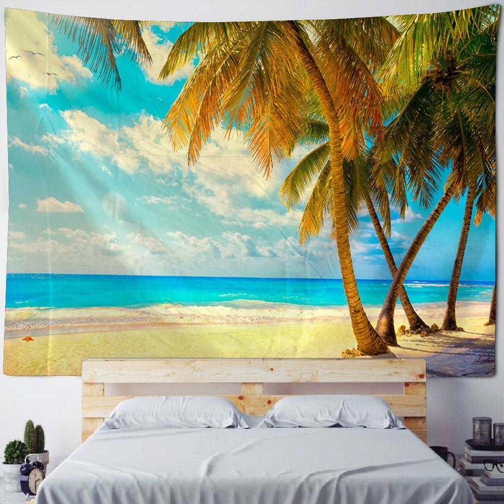 Retro Oil Painting Tapestry, Ocean View, Home Wall Hanging Fabric, Bohemian, Aesthetics, Living Room, Bedroom, Wall Decoration