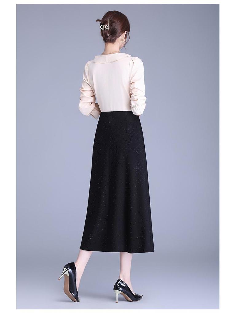 2026 Spring Starry Sky High-Waisted A-Line Midi Skirt for Women