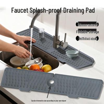 WaveGuard Silicone Faucet Splash Mat with Double Drain Outlets