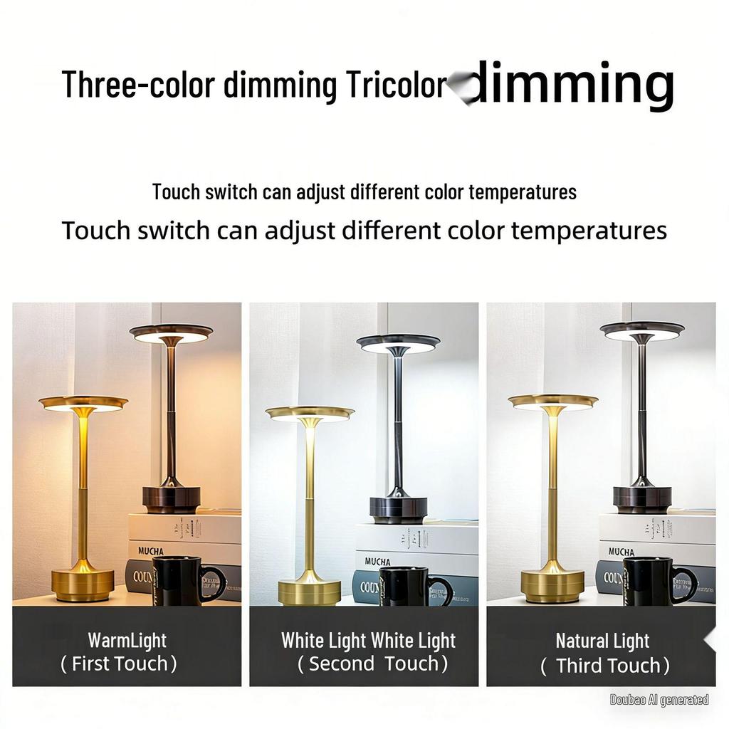 Used LED Rechargeable Induction Desk Lamp - Creative Flying Saucer Design for Camping & Night Light