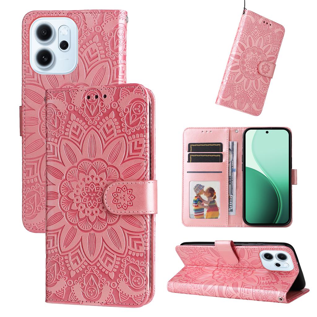 For Oppo Reno15 F 5G Case Sunflower Imprint Leather Wallet Phone Cover
