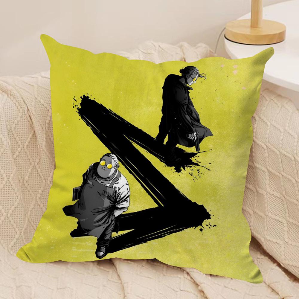 Anime S-Sakamoto Days Cushion Cover Soft Plush Double-Sided Pillow Cover Cozy Sofa Cushion Case Home Gift for Living Room