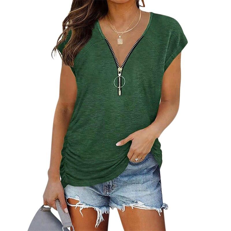 

blusas mujer de moda 2022 Блузки літні футболки для жінок Топ жіноча футболка жіноча футболка roupas femininas топи футболка XXL темно-зелений колір