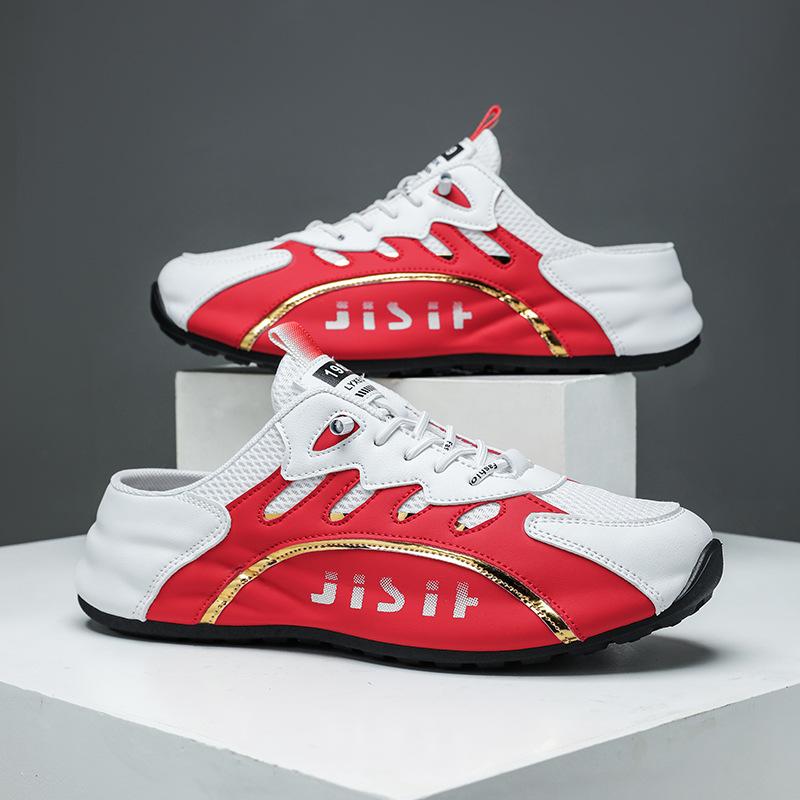 Large Size Spring and Summer New Bag Head Half Tray Men's Shoes One Pedal Mesh Breathable Casual Versatile Trendy Shoes