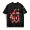 Loaded With Love Retro Heart Pistol Print Casual Trendy Tee Pure Cotton T-shirt