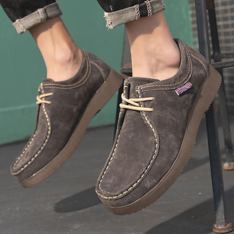 Fashion Fashion Men Classic Retro Casual Shoes Lace-up High Quality Cow Suede  Leather Men Comfortable Driving Flats Men Outdoor Oxfords