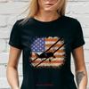 Us Flag T Shirt With Airplane Silhouette American For Patriot Quality Cotton Vintage Comfortable Soft