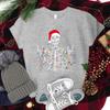 Christmas Skeleton Shirt Funny Lights Skull TShirts for Unisex Unisex Classic Street Style Tops Tees Xmas Santa Hat Skull Clothes