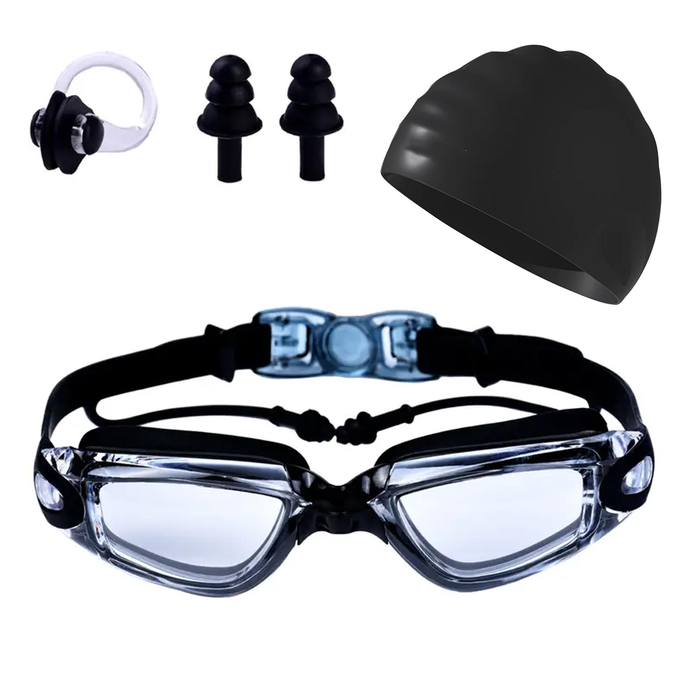 

1 шт., взрослые плавательные очки HD, плавательные очки, непромокаемые силиконовые беруши, большая оправа, защита от запотевания, профессиональная водонепроницаемая защита ушей
