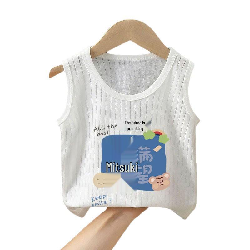 Children's Sleeveless Cotton Base Layer T-Shirt - Stylish White Vest for Boys and Girls