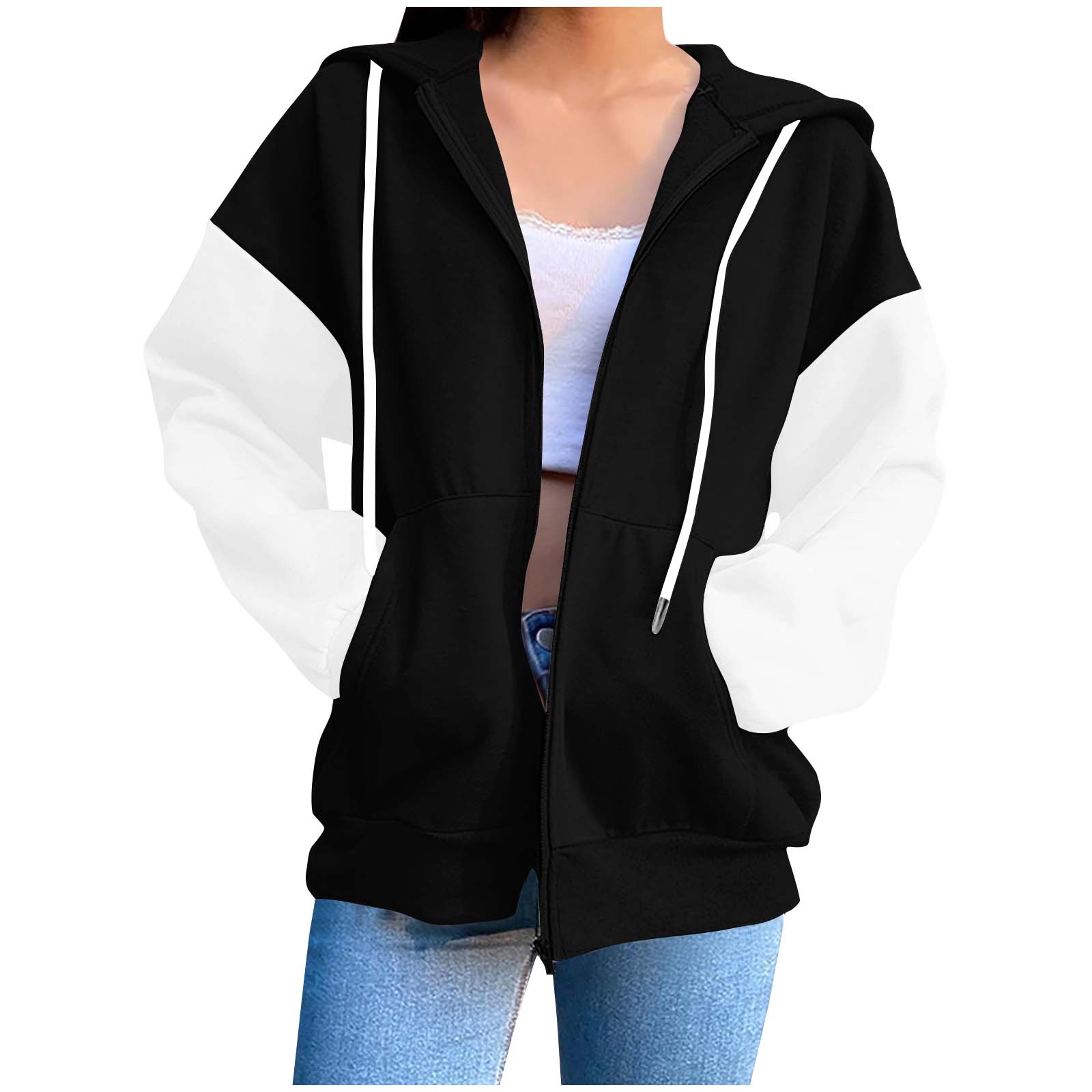 

Women s Fashion Casual Long Sleeve Solid Color Hooded Sweatshirt Tops L чёрный
