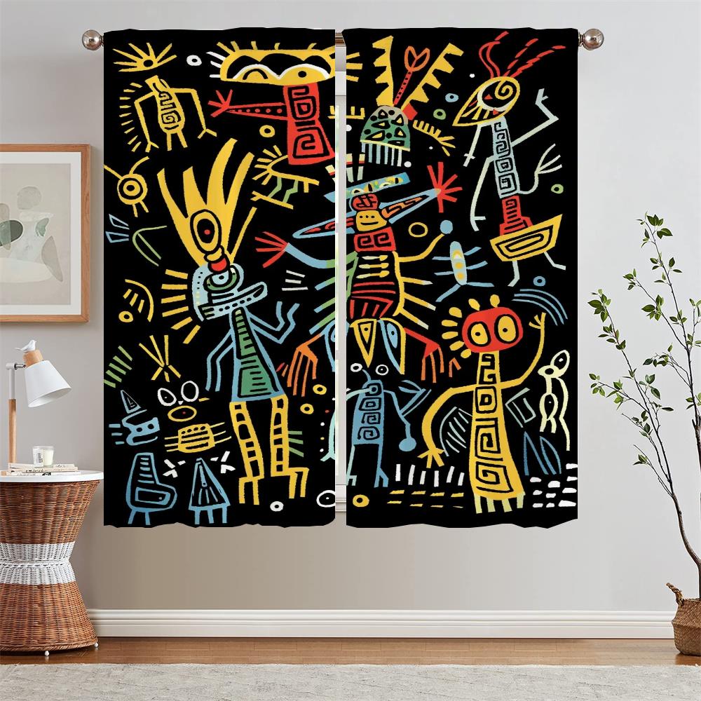 

Шторы для спальни с затемнением племени инков, шторы для гостиной, украшение гостиной, карнизы, товары на заказ, бесплатная доставка W50xH70cmx2pcs-CL