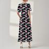 Women's Summer Floral Bohemian Dress Wrap V Neck Short Sleeves Ruffle A-Line Flowy Maxi Dress Summer Dresses For Women