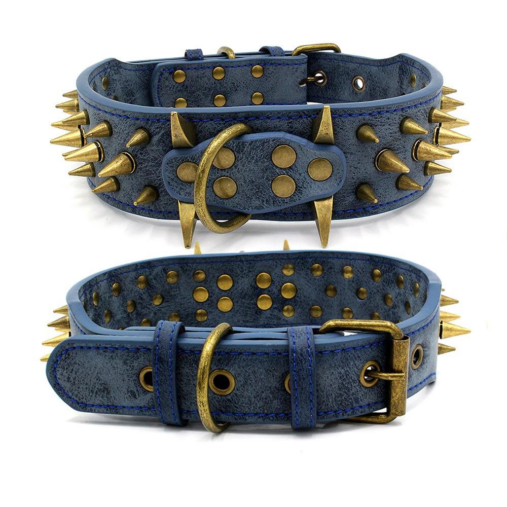 Dog Collar Microfiber Anti-Bite Rivet Neck Ring Domineering Spike Decorative Wolf Dog Neck Cover