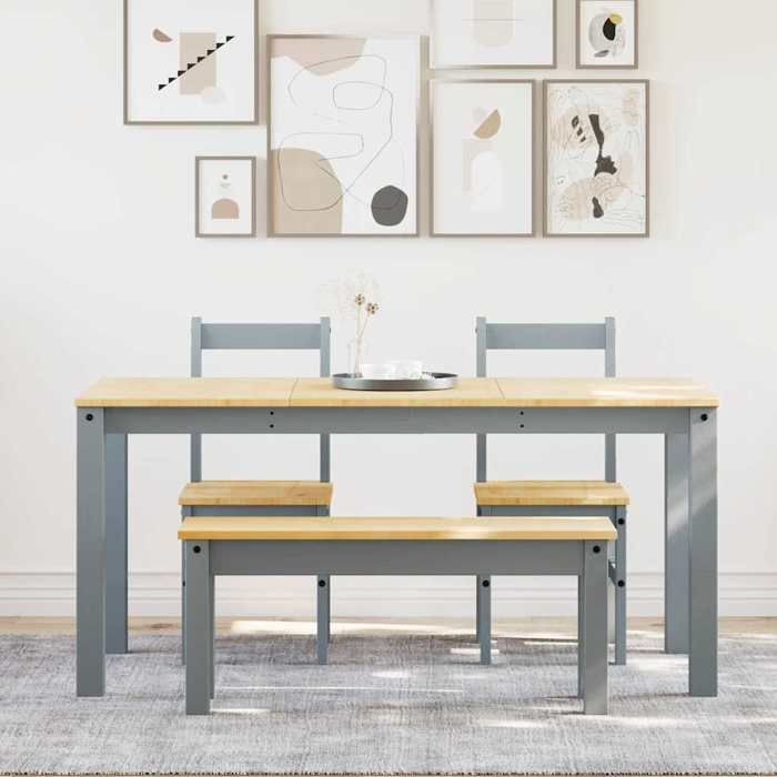 VidaXL Ensemble à manger Panama 4 pcs gris bois de pin massif, ensemble de table à manger, table et chaises de cuisine, 3345177