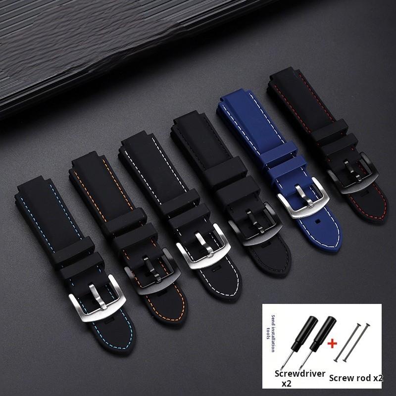 24*16mm Convex Men Silicone Watch Strap for TIMEX Tidal T2N721 T2N720 TW2T76500 2T76300 Blue Sports Waterproof Rubber Watchband