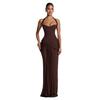 European and American new neck tube top dress long skirt waist side twist pleated slim dress