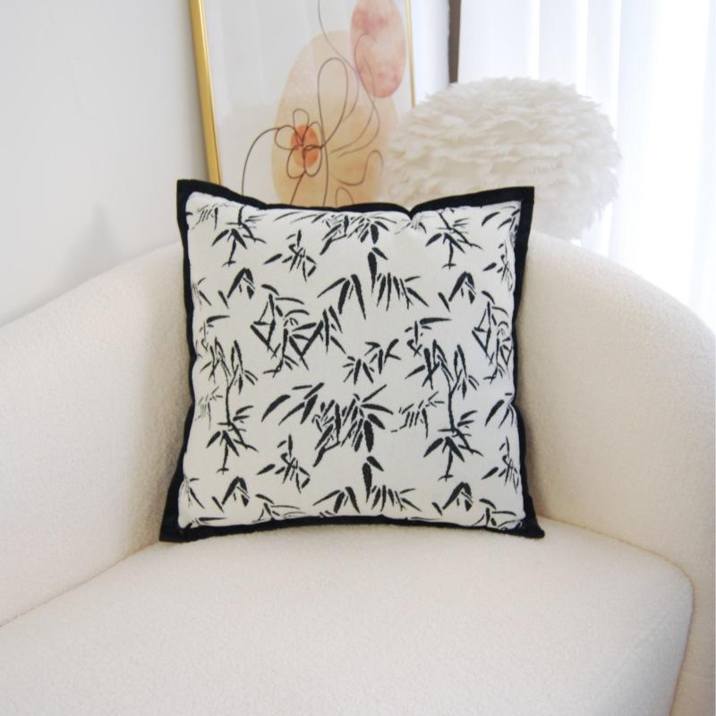 Chinese Style Light Luxury Velvet Pillowcase Retro Model Room Living Room Sofa Cushion Bay Window Pillow Zen Meaning