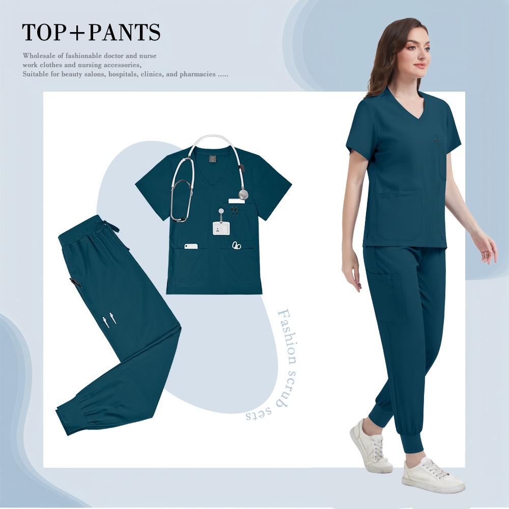 Medyczny zestaw uniformów medycznych Miękki strój pielęgniarski dla kobiet z wieloma kieszeniami Wysokiej jakości ubrania robocze dla pielęgniarek i lekarzy Kliniczny strój medyczny