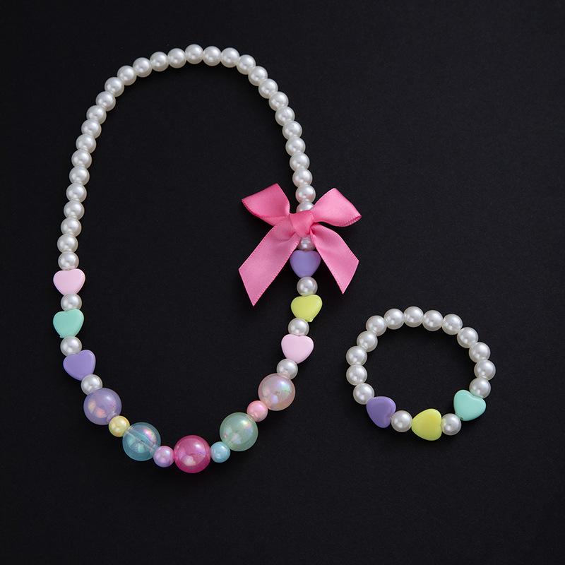 Children's Candy Color Necklace & Bracelet Set - Flower, Heart & Star Designs
