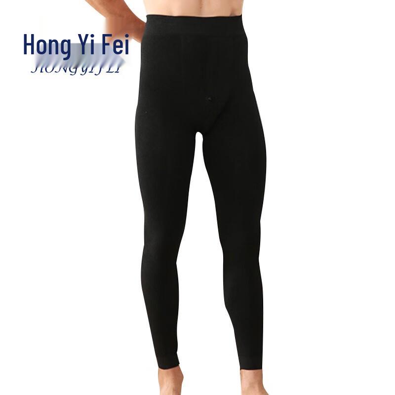 Hongyi Fei Men s Winter Plus Size Thickened High-Waist Thermal Pants One Size