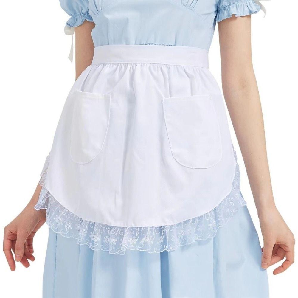 Vintage Half Waist Apron with Two Pockets Short Apron Sexy Lolita Pinafore for Women