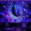 AtawLege Blacklight UV Reactive Wall Art - Moon and Star Tapestry, Sun Mandala Tapestry, Aesthetic Boho Wall Hanging for Bedroom (51.2 X 59.1 Inches)