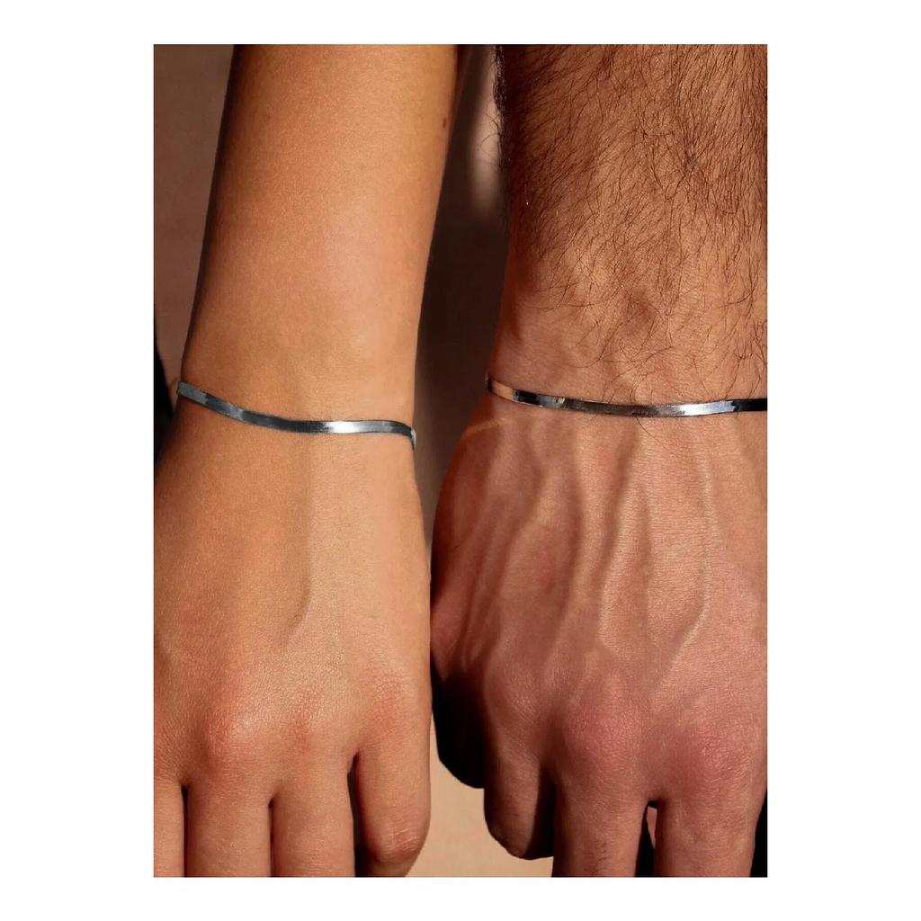 Unisex Tarnish Stainless Steel 2-piece Flat Italian Friendship Lover Couple Bracelet