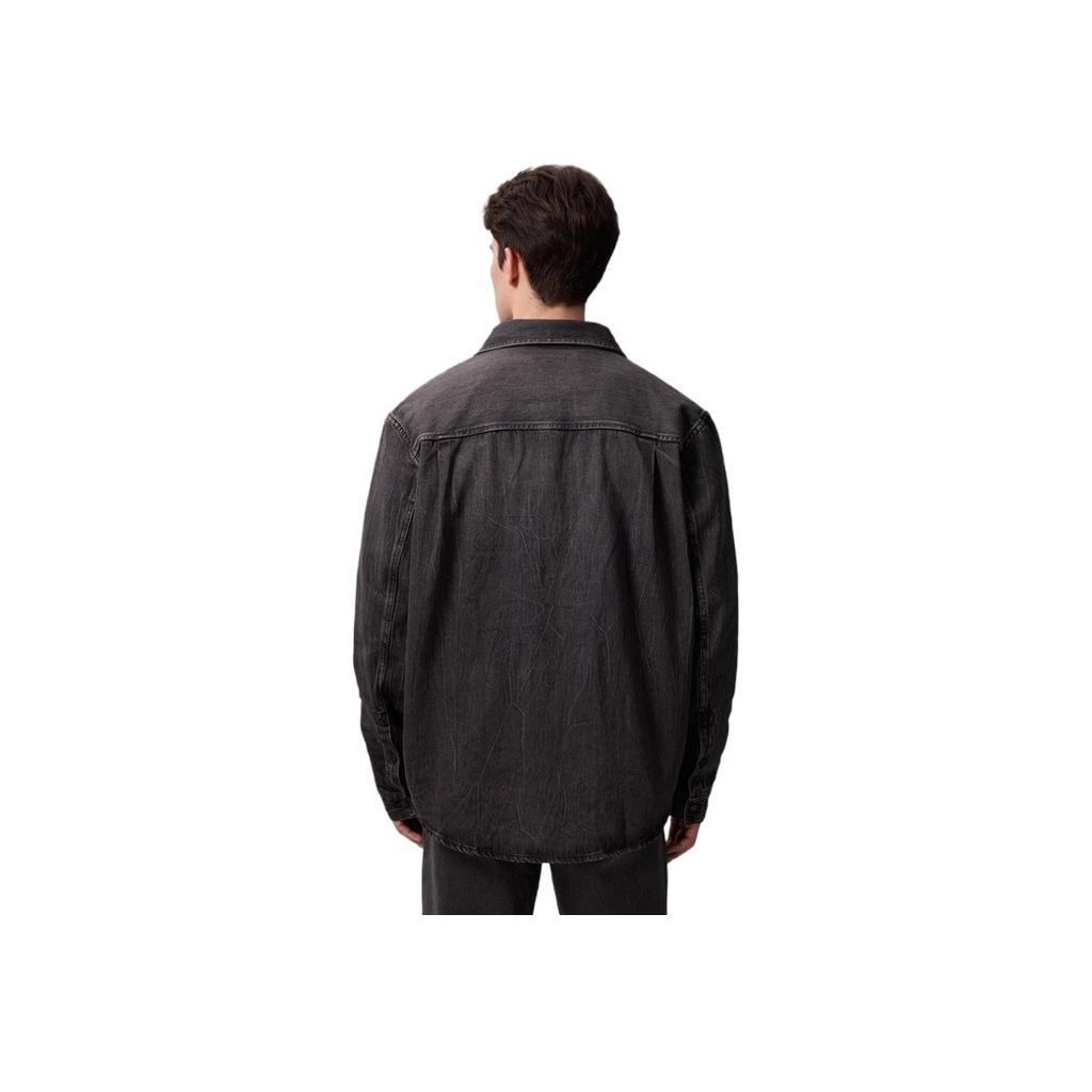 Calvin Klein American Vintage Style Pure Cotton Casual Long Sleeve Shirt Men Shirts Black 4RB995G