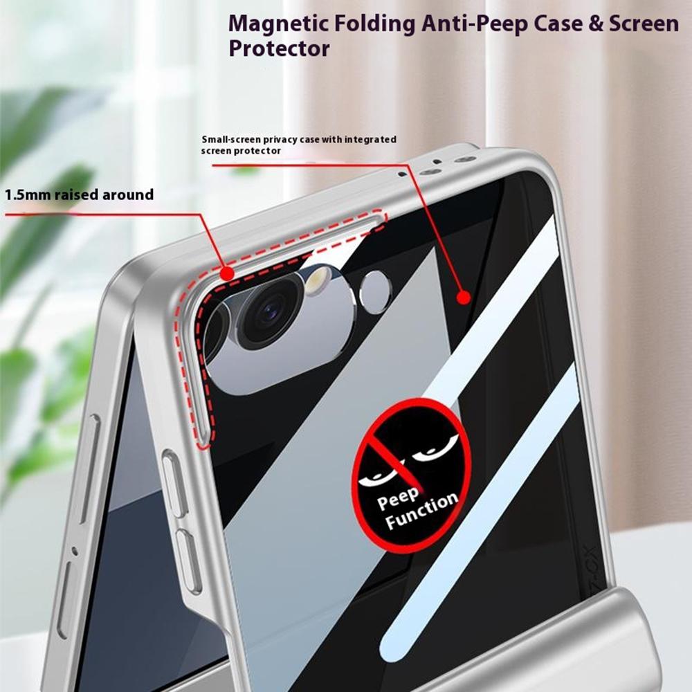 GKK For Samsung Galaxy Z Flip7 5G Case Magnetic Hinge Protection PC Phone Cover with Anti-Spy Tempered Glass Film