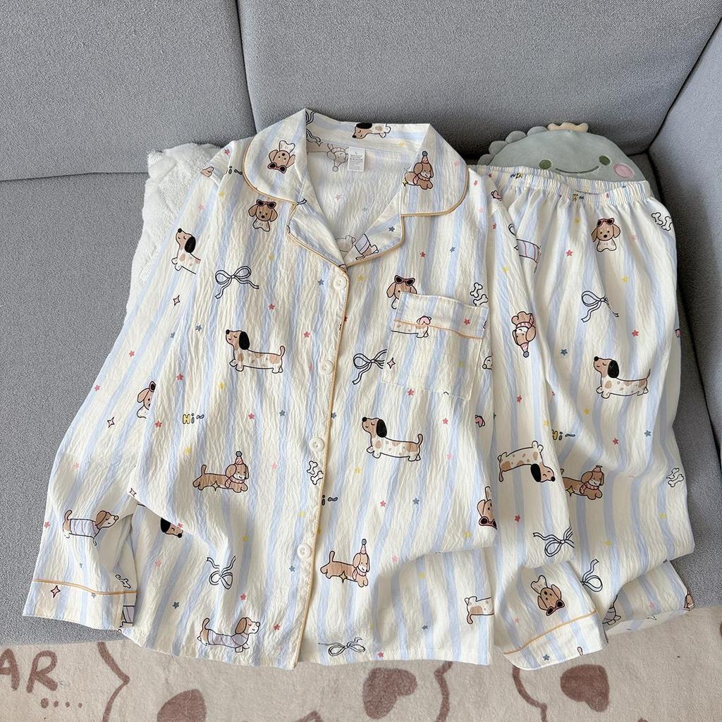 2025 Frühling/Herbst Niedliches Wolken-Baumwoll-Pyjama-Set für Mädchen - Langarm & Hose, Tragbar im Freien