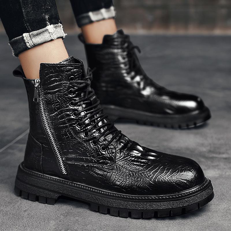 

Men s leather boots large size autumn and winter new Martin boots fashionable men s high-top leather shoes retro casual trendy leather shoes 38