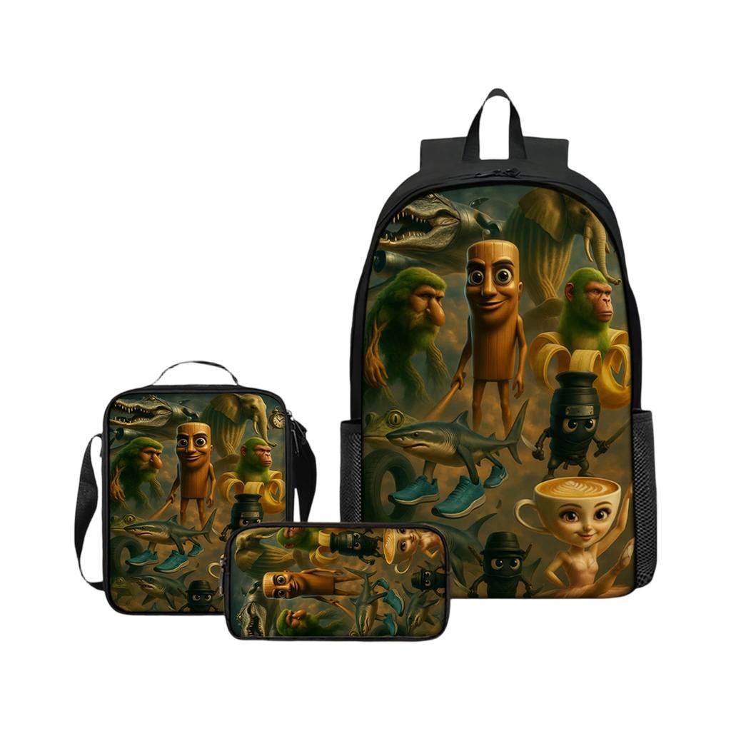 Cartoon Printing Casual Shoulder Bag Junior High School Students Large Capacity Backpacks