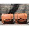 Motorcycle 2 Side Brown Leather Side Pouch Saddle Panniers 2 Bags