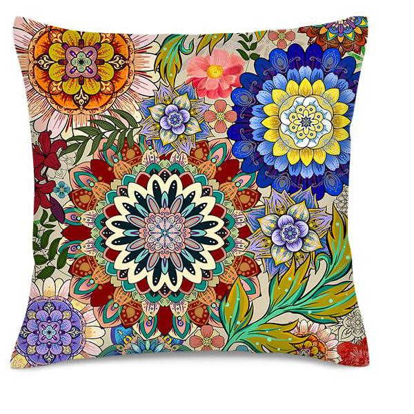 

Home Decor Colorful Floral Mandala Pattern Pillow Covers Pattern Cushion Cover Suitable For Sofa Bedroom Car Pillow Cover 16x16Inch