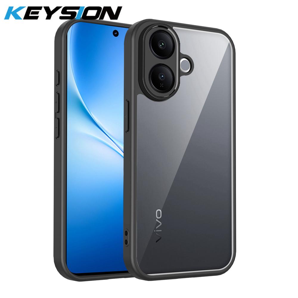 KEYSION Transparente Handyhülle für VIVO V60 Lite 5G Weiches Silikon+PC Klare stoßfeste Handy-Rückseite für IQOO Z10R