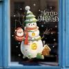 1 Pcs Christmas Window Glass Sticker Cartoon Snowman Pattern Home Living Room Wall Holiday Self-adhesive Decoration Accessories