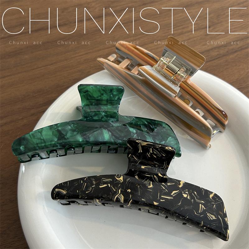 Lazy Style Green Acetate Shark Hair Claw: Small, Large Claw Clip with Korean French Design