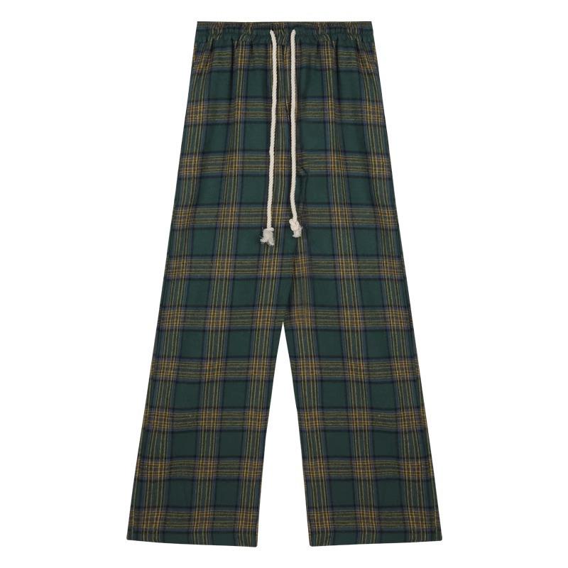 Women's Red Plaid Casual Wide-Leg Pants - Spring Collection