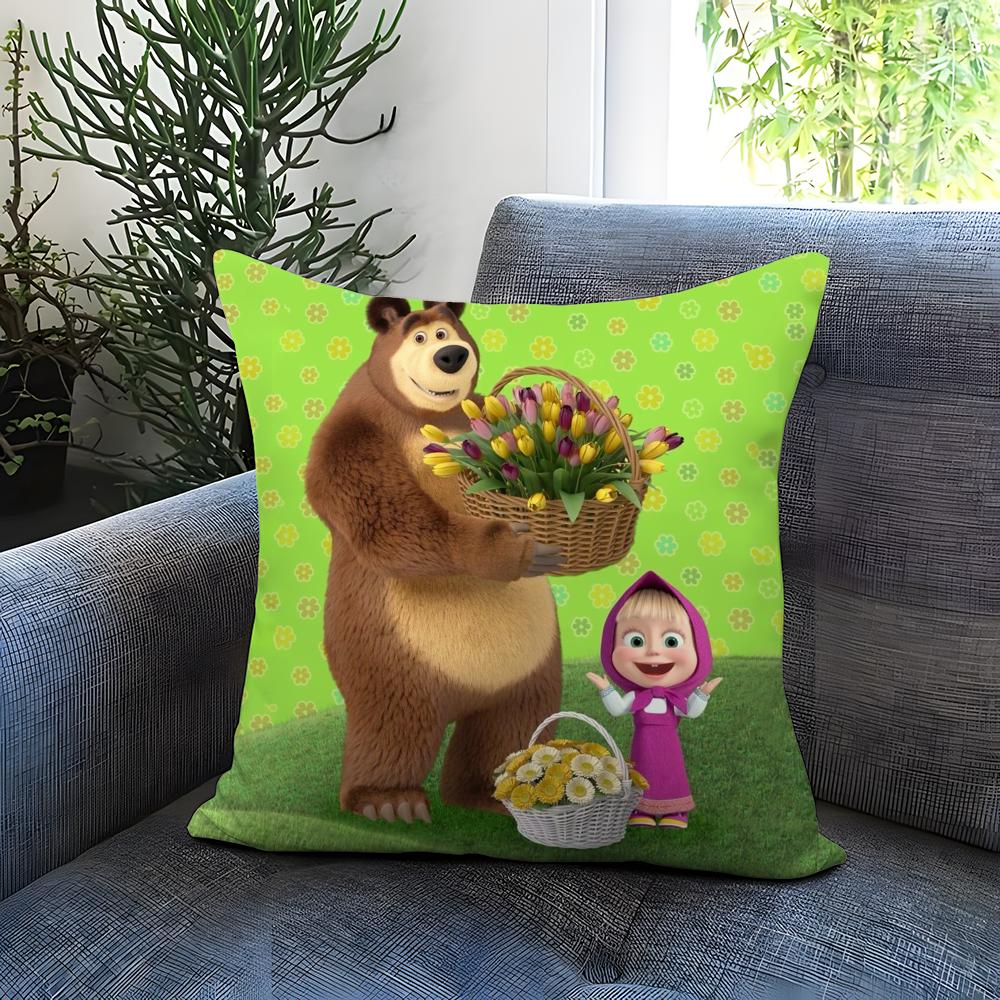 Anime M-Mascha und die B-Bären Kissenbezug Bequemer Wendekissenbezug Ideal für Auto Sofa Schlafzimmer & darüber hinaus