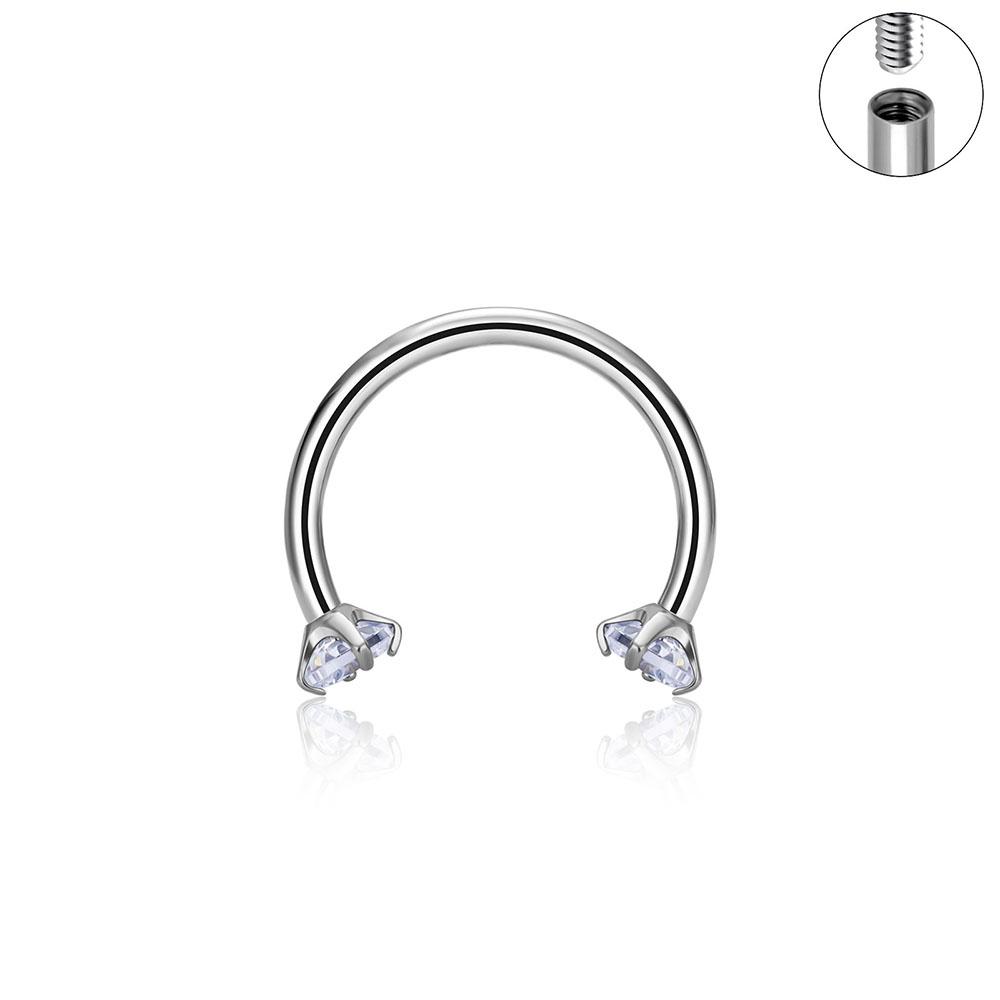 Titan G23 Ohrknorpel Nagel Nasenseptum Ring Augenbrauen gebogener Stab Kopf Vier Krallen Innengewinde Perforierter Zirkon Ohrnagel