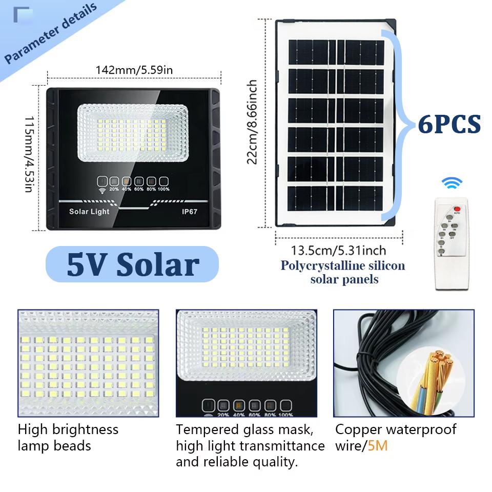 Outdoor Solar Lights Solar Flood Light With Remote Control Waterproof LED Lights LED Solar Powered Wall Light For Garden Balcony