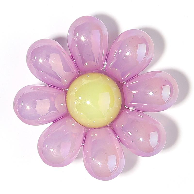 5Pcs/Lot Acrylic Beads Clear Plated Candy Color Cartoon Flower 3.3mm Large Hole Beads Diy Jewelry Bracelet Necklace Accessories