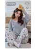 2025 Women's Pure Cotton Pajama Set - Long Sleeve & Pants, with Breast Pads, Loose Home Wear, Spring/Autumn Two-Piece.
