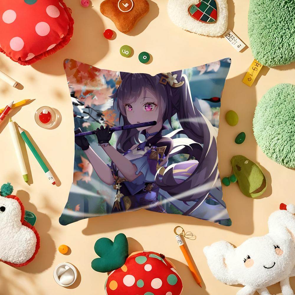 Mona G-Genshin I-Impact Pillow Case Plush Fabric Soft Double-Sided Printed Sofa Warm Winter Home Gift Cushion Cover