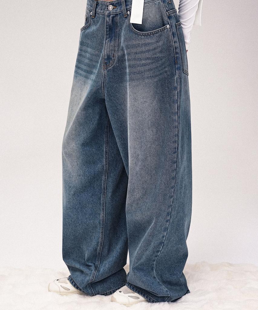AVANDRESS Vintage Front Washed Wide Denim Pants_2Colors