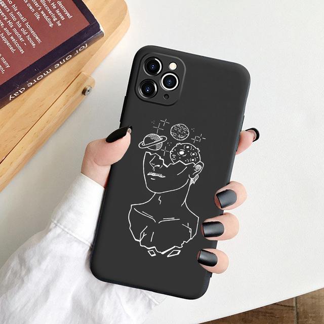 Fashion Art Abstract David Lines Face Phone Case For Iphone 13 12 11 Pro Max Xr X Xs 8 7 Plus Se2020 Soft Silicone Cover Shell